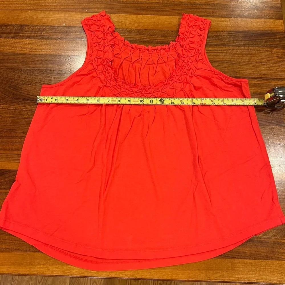 Anthropologie Maeve Justine Smocked Coral Scoop Neck Tank Top Blouse Ruffles XS